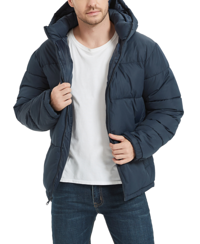 Hawke & Co. Men's Quilted Zip Front Hooded Puffer Jacket In Hawk Navy
