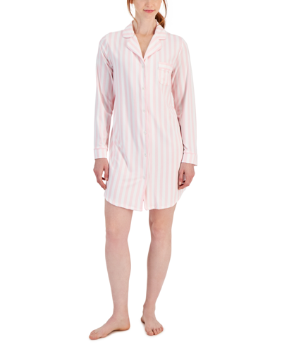 Charter Club Sueded Super Soft Knit Sleepshirt Nightgown, Created For Macy's In Pink Stripe
