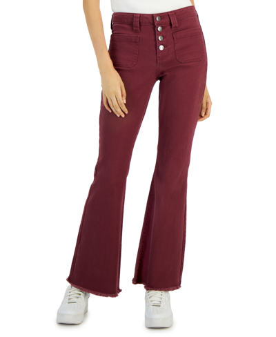 Celebrity Pink Juniors' Frayed-hem Flare Jeans In Crushed Berry