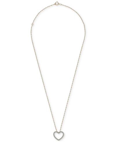 Macy's Diamond Open Heart Pendant Necklace (1 Ct. T.w.) In 14k Gold, 16" + 2" Extender In K Yell Gold