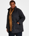 STYLE & CO PLUS SIZE REVERSIBLE QUILTED SHERPA JACKET, CREATED FOR MACY'S