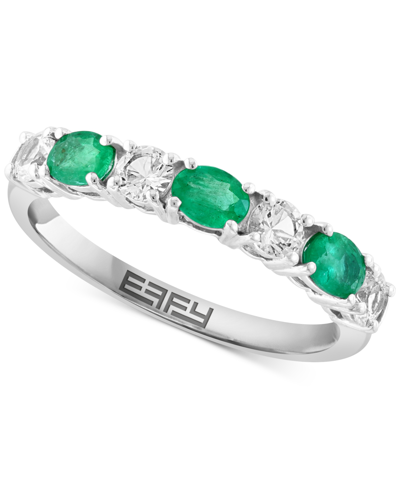 Effy Collection Effy Blue & White Sapphire (1-1/10 Ct. T.w.) Band In 14k White Gold. (also Available In Emerald And