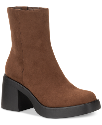 Sun + Stone Patricee Platform Booties, Created For Macy's In Russet Micro