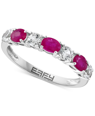 Effy Collection Effy Blue & White Sapphire (1-1/10 Ct. T.w.) Band In 14k White Gold. (also Available In Emerald And In Ruby