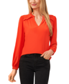 Cece Smocked Shoulder V-neck Blouse In Cherry Pop