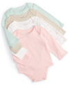 FIRST IMPRESSIONS BABY GIRLS UPTOWN HEART COTTON BODYSUITS, PACK OF 4, CREATED FOR MACY'S