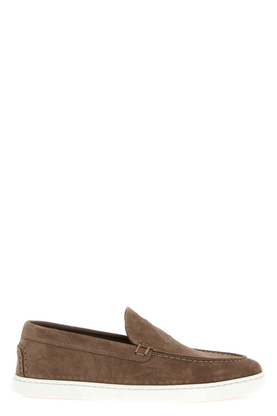 Christian Louboutin Suede Loafers In Brown