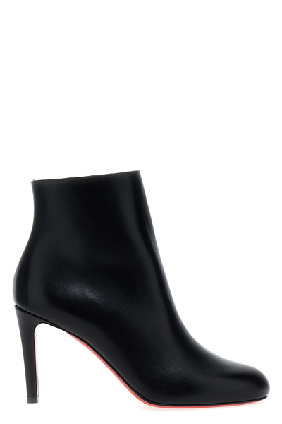 Christian Louboutin Pumppie Red Sole Leather Ankle Boots In Black