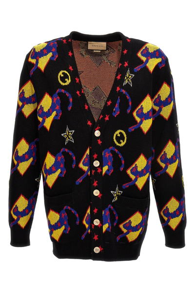 Gucci Cotton Wool Cardigan In Multicolor