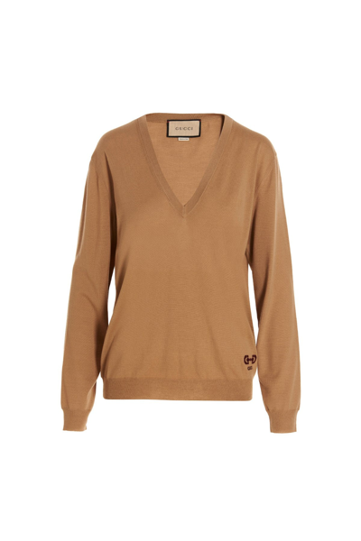 Gucci Women Logo Sweater In Cream