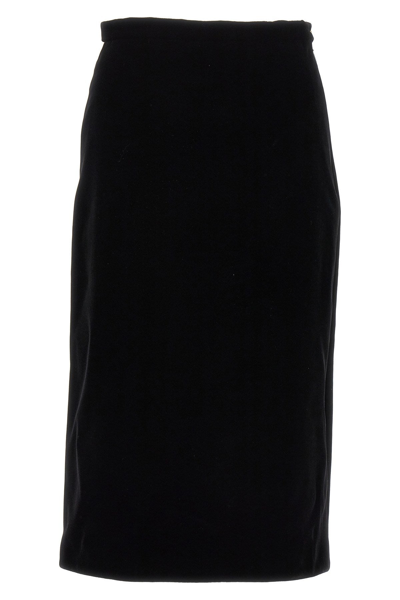 Gucci Black Tiered Velvet Midi Skirt