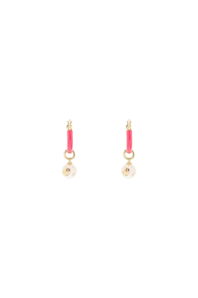 Jimmy Choo Hoop Earrings With Pearls Women In Multicolor