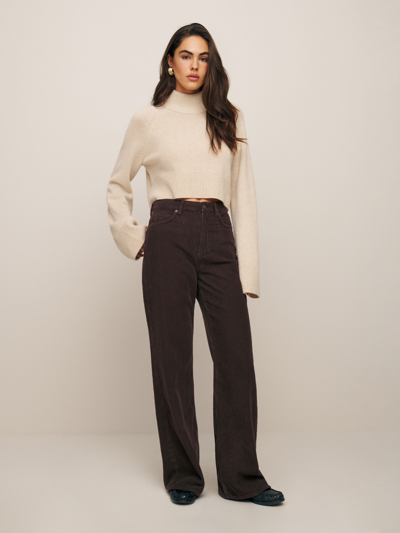 Reformation Cary High Rise Slouchy Wide Leg Corduroy Trousers In Espresso