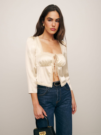 Reformation Lucinda Silk Top In Almond