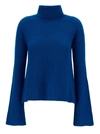 SEMICOUTURE 'GINGER' BLUE TURTLENECK WITH FLARE SLEEVES IN FABRIC WOMAN