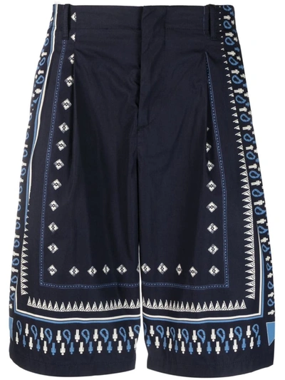 Etro Geometric-print Tailored Shorts In Blue