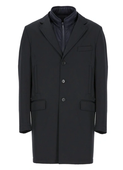 Fay Easy Double Breasted Coat In Black
