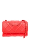 TORY BURCH 'FLEMING SOFT' RED SHOULDER BAG WITH DIAMOND-SHAPED PINTUCKS IN LEATHER WOMAN