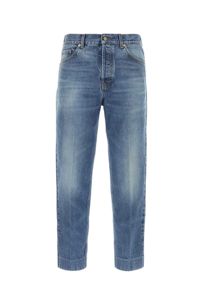 Gucci Baggy Stonewashed Denim Jeans In Blue