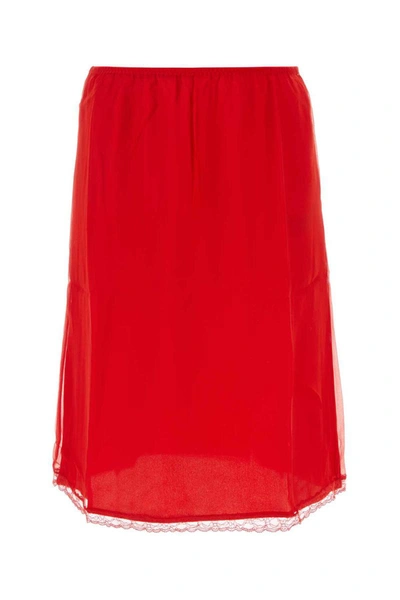 Gucci Silk Chiffon Skirt In Red