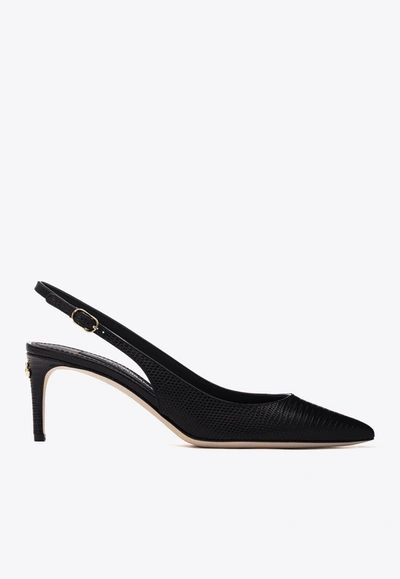 Dolce & Gabbana Cardinale 60 Slingback Pumps In Iguana Print Leather In Black