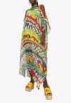 DOLCE & GABBANA CARRETTO PRINT MAXI KAFTAN DRESS