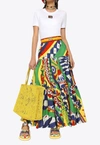 Dolce & Gabbana Long Carretto-print Poplin Skirt With Ruffles In Multicolor