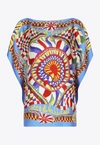 Dolce & Gabbana Carretto Print Silk Top In Multicolor