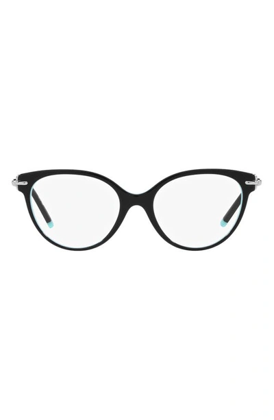 Tiffany & Co 53mm Cat Eye Optical Glasses In Black Blue