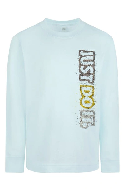 Nike Kids' Just Do It Gravel Long Sleeve Graphic T-shirt In Jade Ice