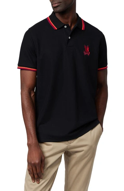 Psycho Bunny Apple Valley Tipped Piqué Polo In Black