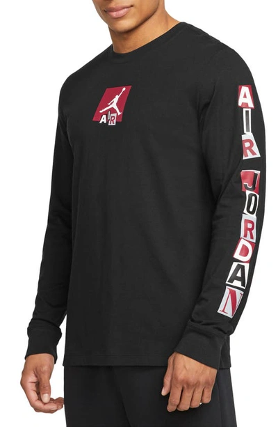 Jordan Brand Long Sleeve Graphic T-shirt In Black/ Gym Red