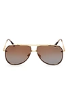 Tom Ford Men's Leon Metal Aviator Sunglasses In Shiny Deep Brown