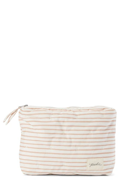 Pehr Water Resistant Coated Organic Cotton Pouch In Stripes Away Rose Pink