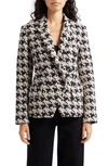 L AGENCE KENZIE HOUNDSTOOTH DOUBLE BREASTED BLAZER