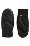 UR QUILTED LEATHER PUFFER MITTEN