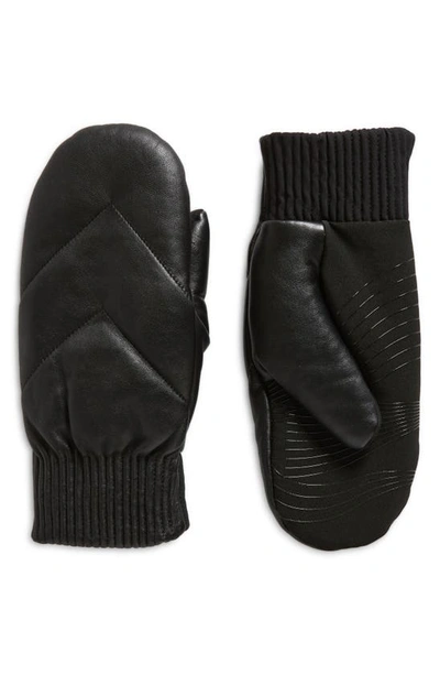Ur Quilted Leather Puffer Mitten In Black
