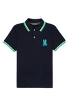 Psycho Bunny Kids' Apple Valley Tipped Piqué Polo In Navy