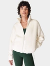 Sweaty Betty Womens Lily White Canyon Logo-badge Fleece Zip-up Jacket In White