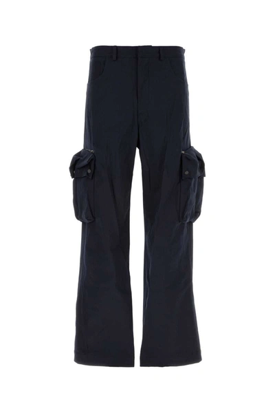 Botter Stretch Cotton Cargo Pant With Wide-leg Design In Navy