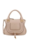 Chloé Marcie Leather Bag In Beige