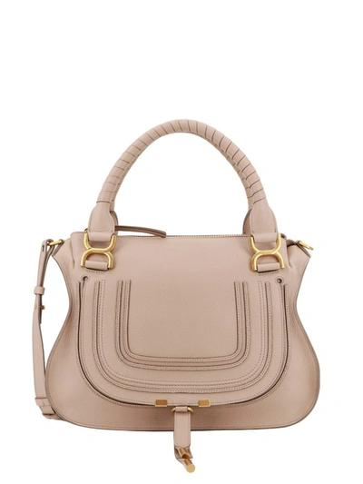 Chloé Marcie Leather Bag In Beige