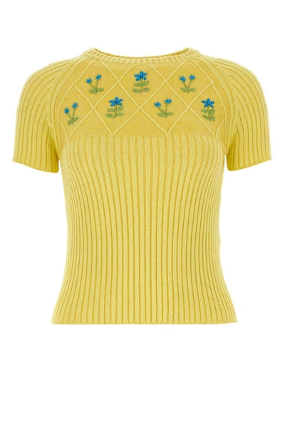 Cormio Diamond Cotton Blend Knit Lurex Sweater In Yellow