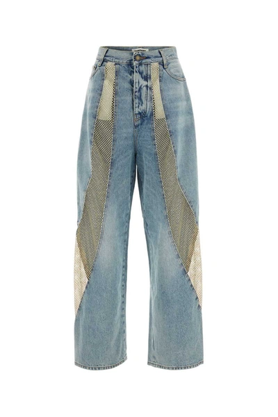 Darkpark Lady Ray Embellished Wide Denim Jeans In Blue