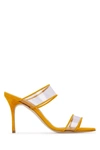 Manolo Blahnik Mustard Open Toe Heels In Byel