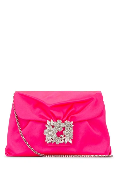 Roger Vivier Bouquet Strass Draped Clutch In Violet