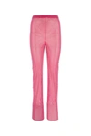 Santa Sheer Mesh Flare Pants In Pink