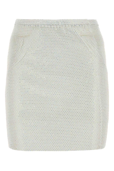 Santa Brands Mesh Mini Skirt With High Waist And Sequin Embellishments In Grey