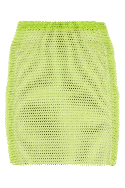 Santa Brands Mesh Mini Skirt With Waistband And Straight Hem In Green