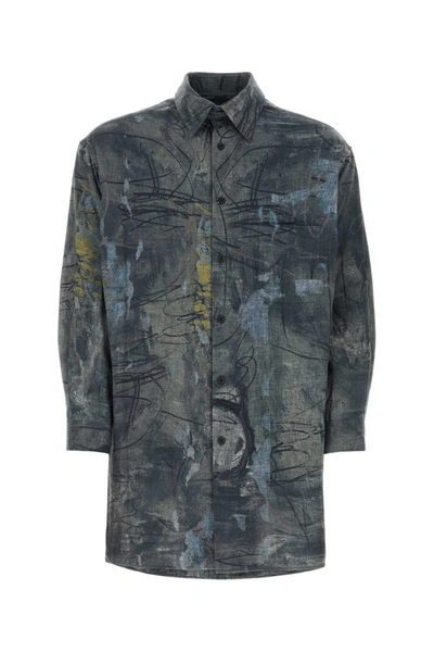 Yohji Yamamoto Grey O-asakura Long-sleeve Shirt In Printed
